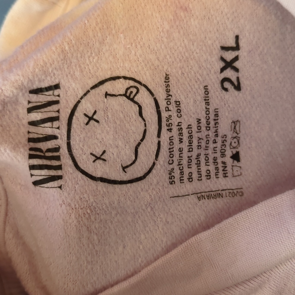 Nirvana tie dye sweatshirt pink white black size XL - Picture 4 of 4